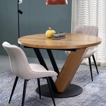 Фото3.Круглий розкладний стіл FANIS, натуральний / чорний (3 шт. = 1 шт.)